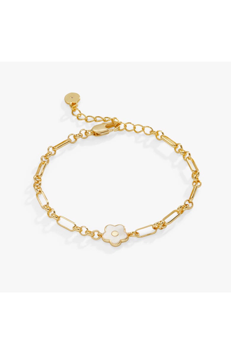 Alex and Ani Daisy Charm Chain Bracelet, Main, color, Pearl