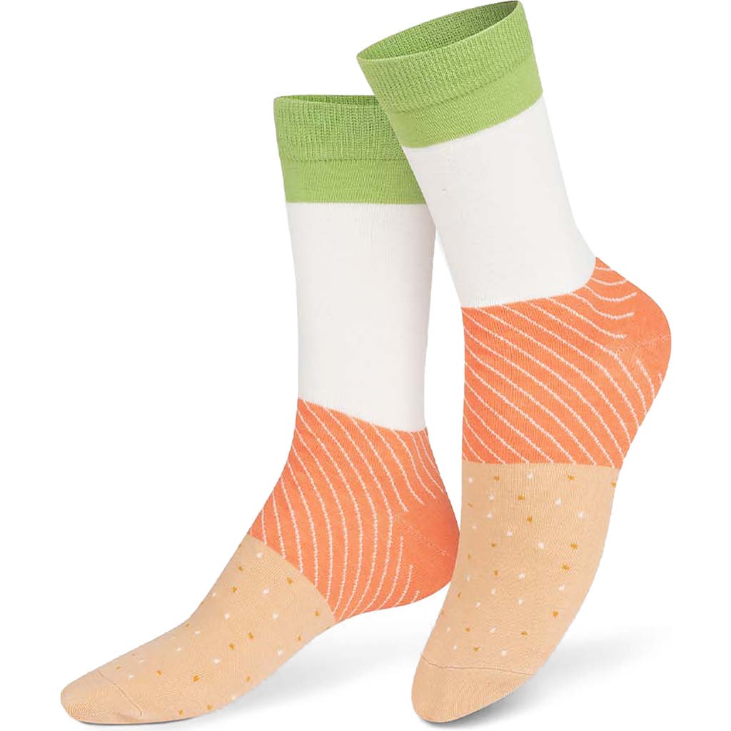 Doiy Salmon Bagel 3d Crew Socks In Multi