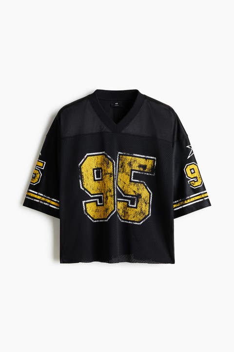 Oversized Fit Printed Mesh T-shirt