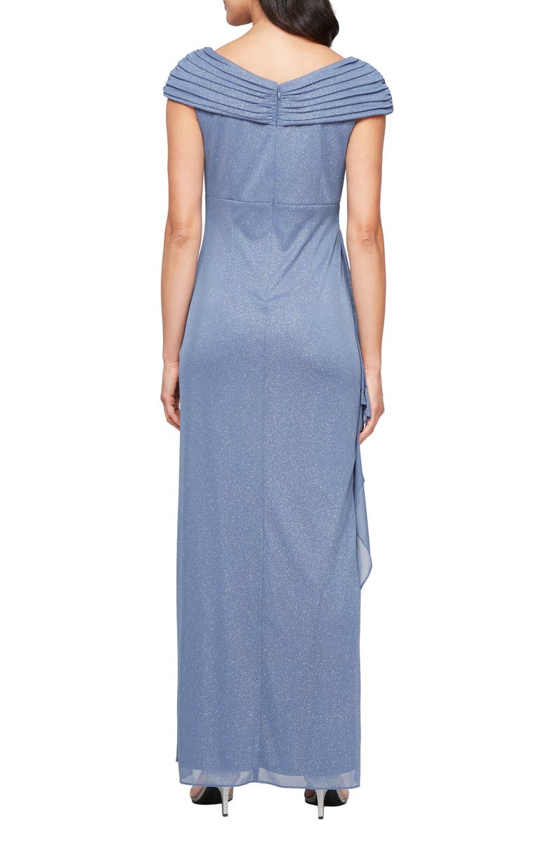 Alex Evenings Embellished L-Neck Gown, Alternate, color, Dusty Blue