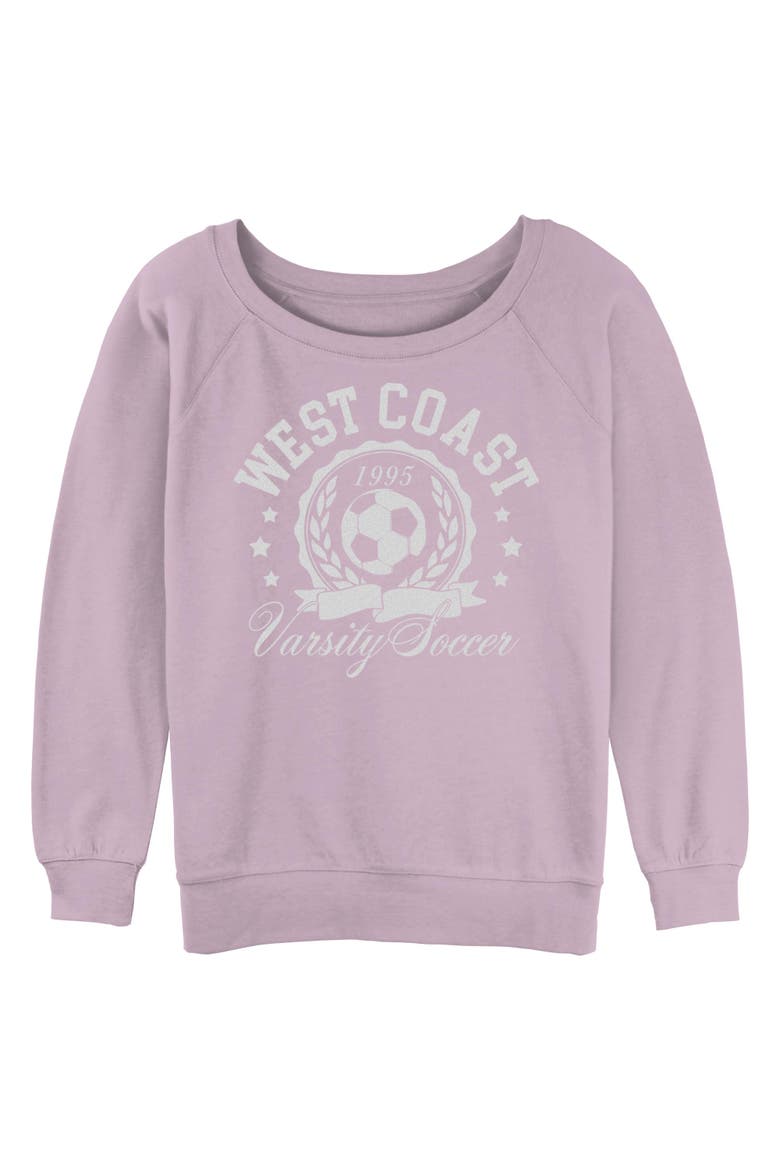 Junior's Lost Gods West Coast Varsity Soccer  Sweatshirt, Main, color, Lavender
