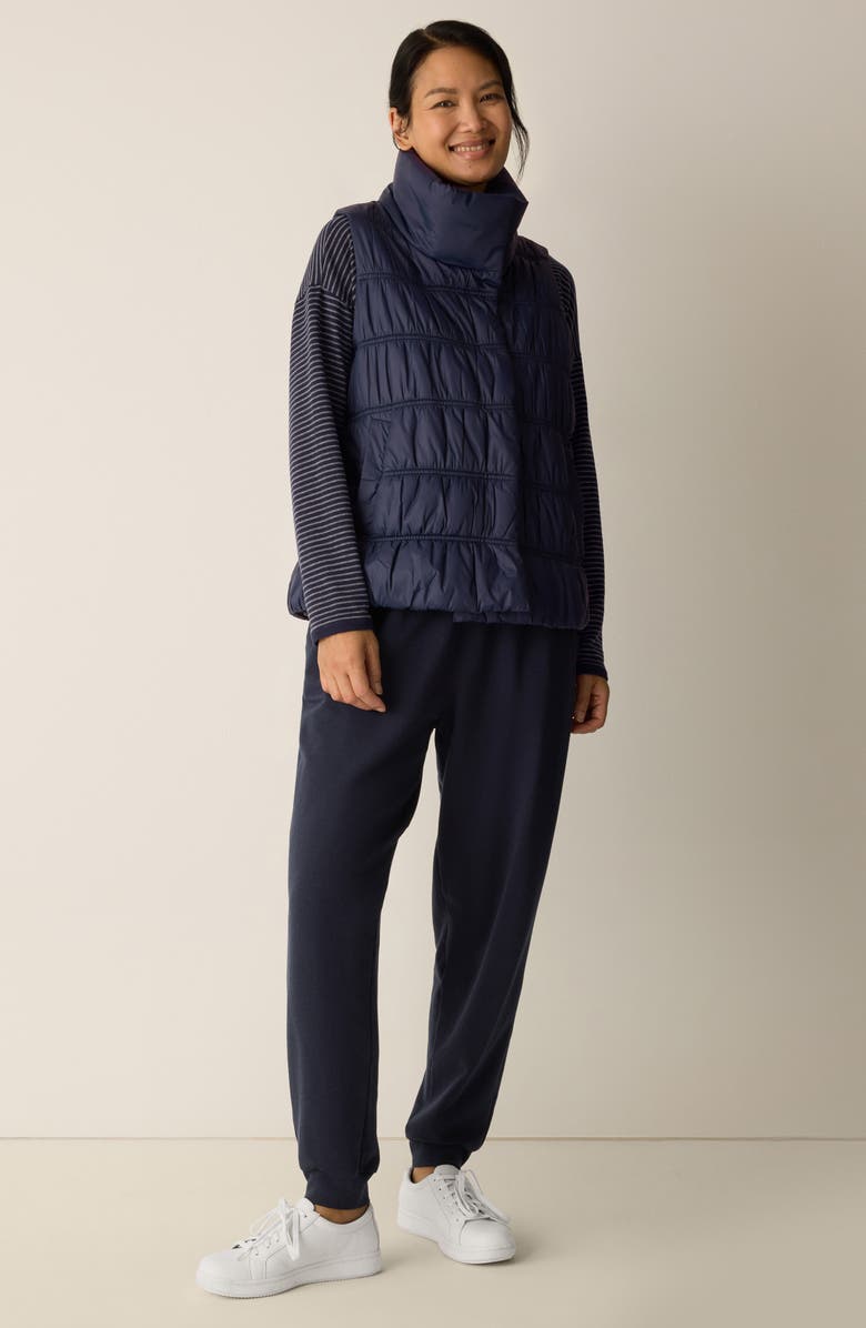 Eileen Fisher Ruched High Collar Vest, Alternate, color, Ink