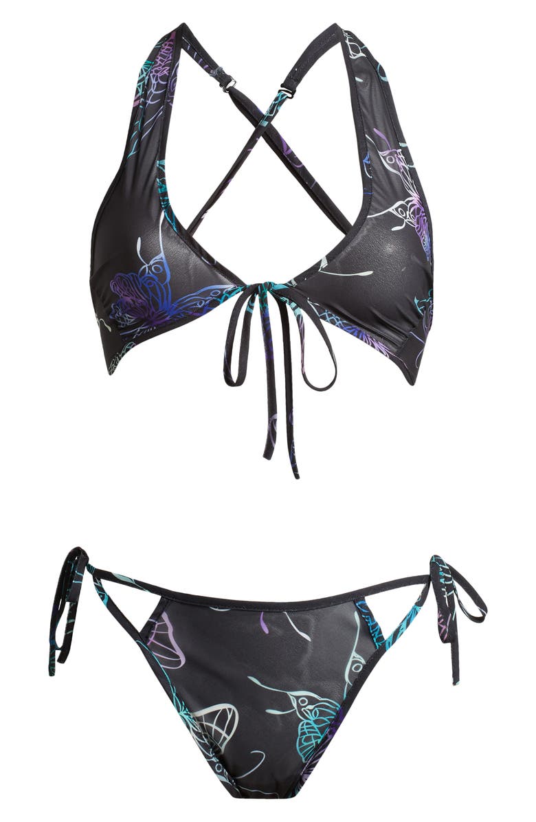 Hauty Mariposa Bra & Tanga Set, Alternate, color, Black