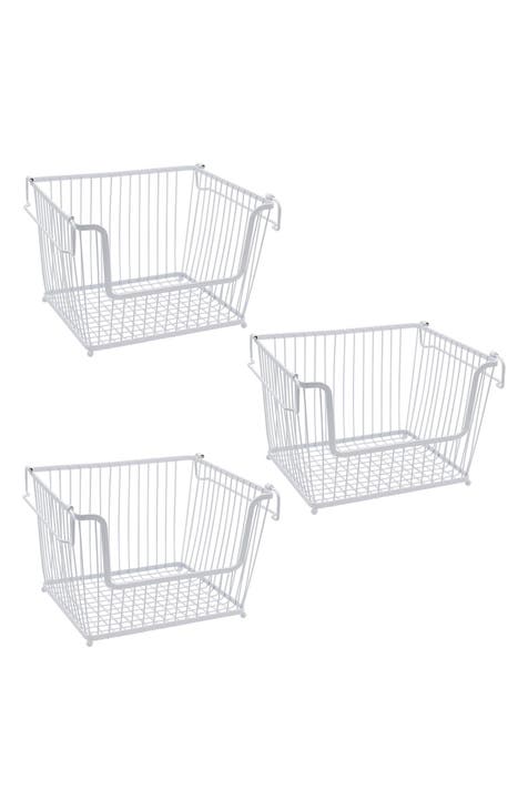 Stackable Metal Storage Basket - Set of 3