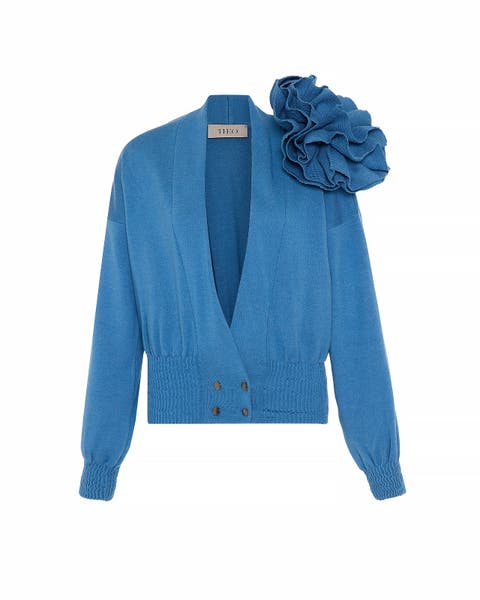 Nomia Ribbed Waist Rosette Cardigan