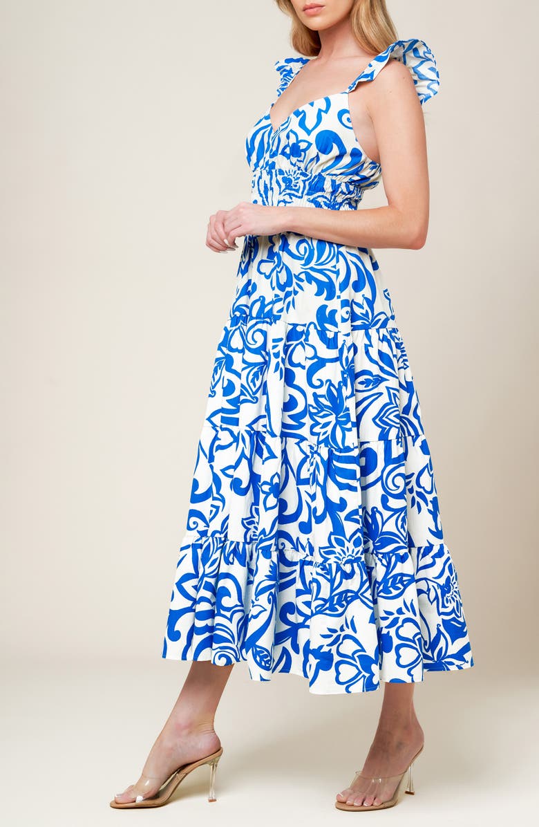 FLYING TOMATO Print Midi Dress, Alternate, color,