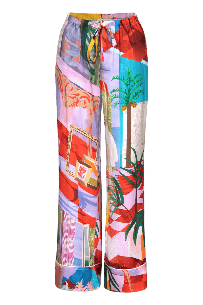 Emissus Silky Straight-Leg Pants, Main, color, Novela