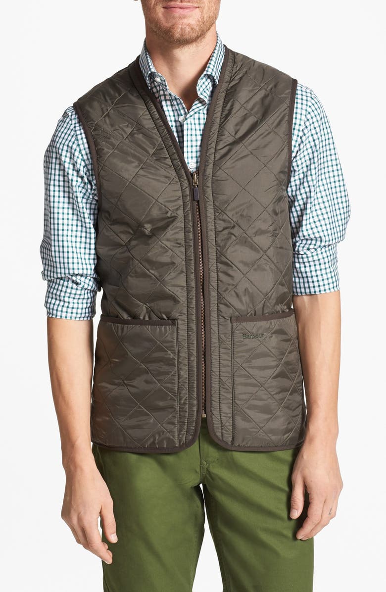 Barbour 'Polarquilt' Relaxed Fit Zip-In Liner Vest, Main, color, Olive