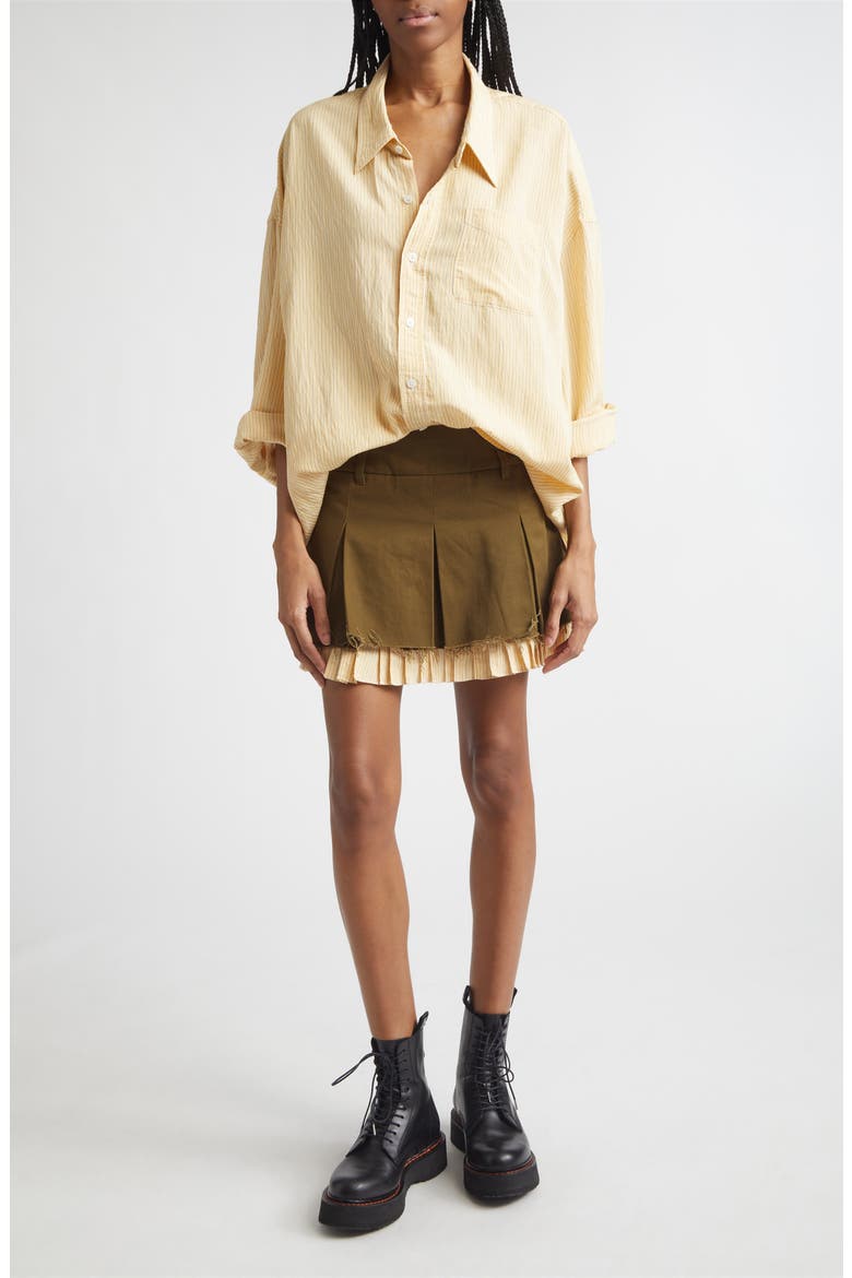Pleated Layered Miniskirt, Alternate, color, OLIVE GREEN