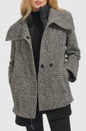 Kenneth Cole New York Wool Blend Tweed Coat with Quilted Insulated Liner