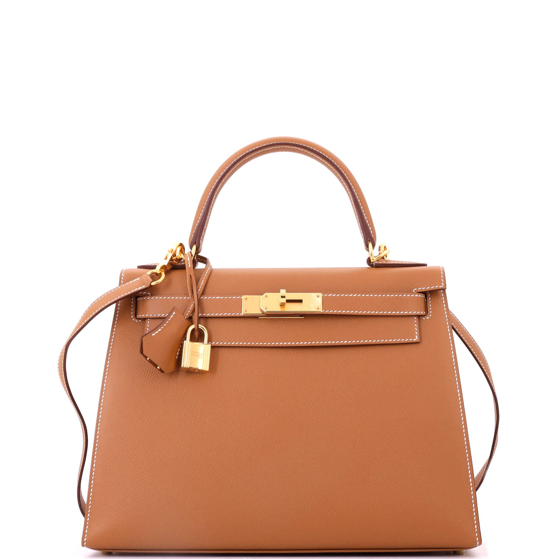 Kelly Handbag Brown Epsom with Gold Hardware 28, Main, color, Metallic Gold