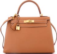 Pre-Owned Hermes Kelly Handbag Brown Epsom with Gold Hardware 28