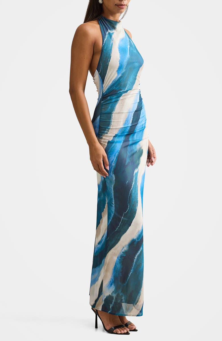 Ever New Josette Print Halter Jersey Maxi Dress, Alternate, color, Wave Maren Abstract