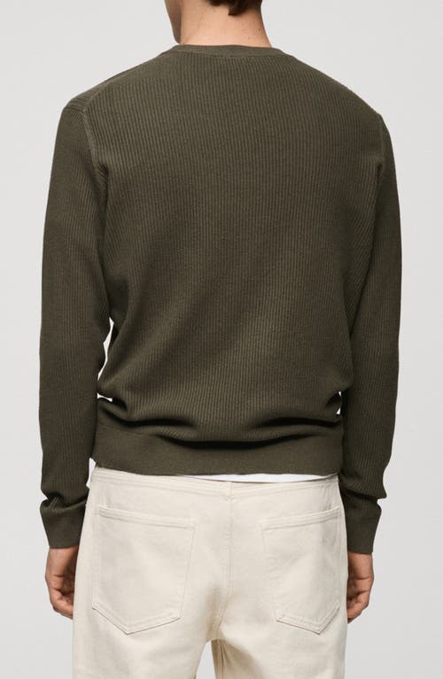 Mango Rib Crewneck Sweater In Green