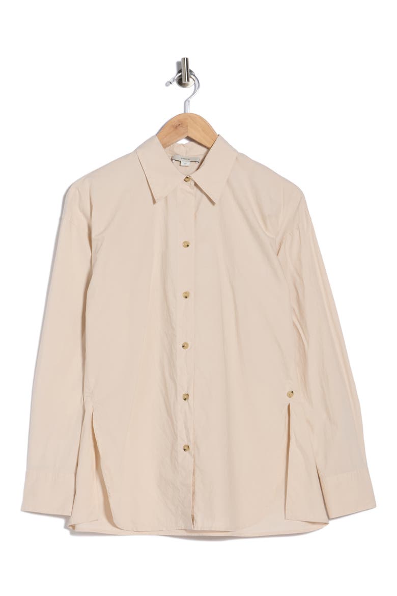Cotton Button-Up Shirt, Alternate, color, COBBLESTONE