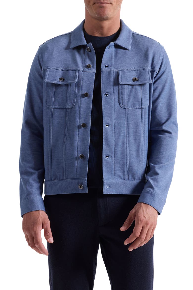 Knit Trucker Jacket, Main, color, COBALT
