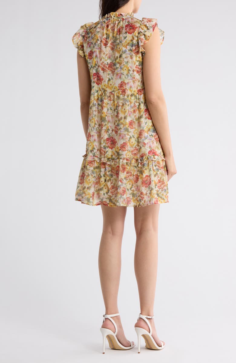 MELLODAY Floral Flutter Sleeve Tiered Dress, Alternate, color,