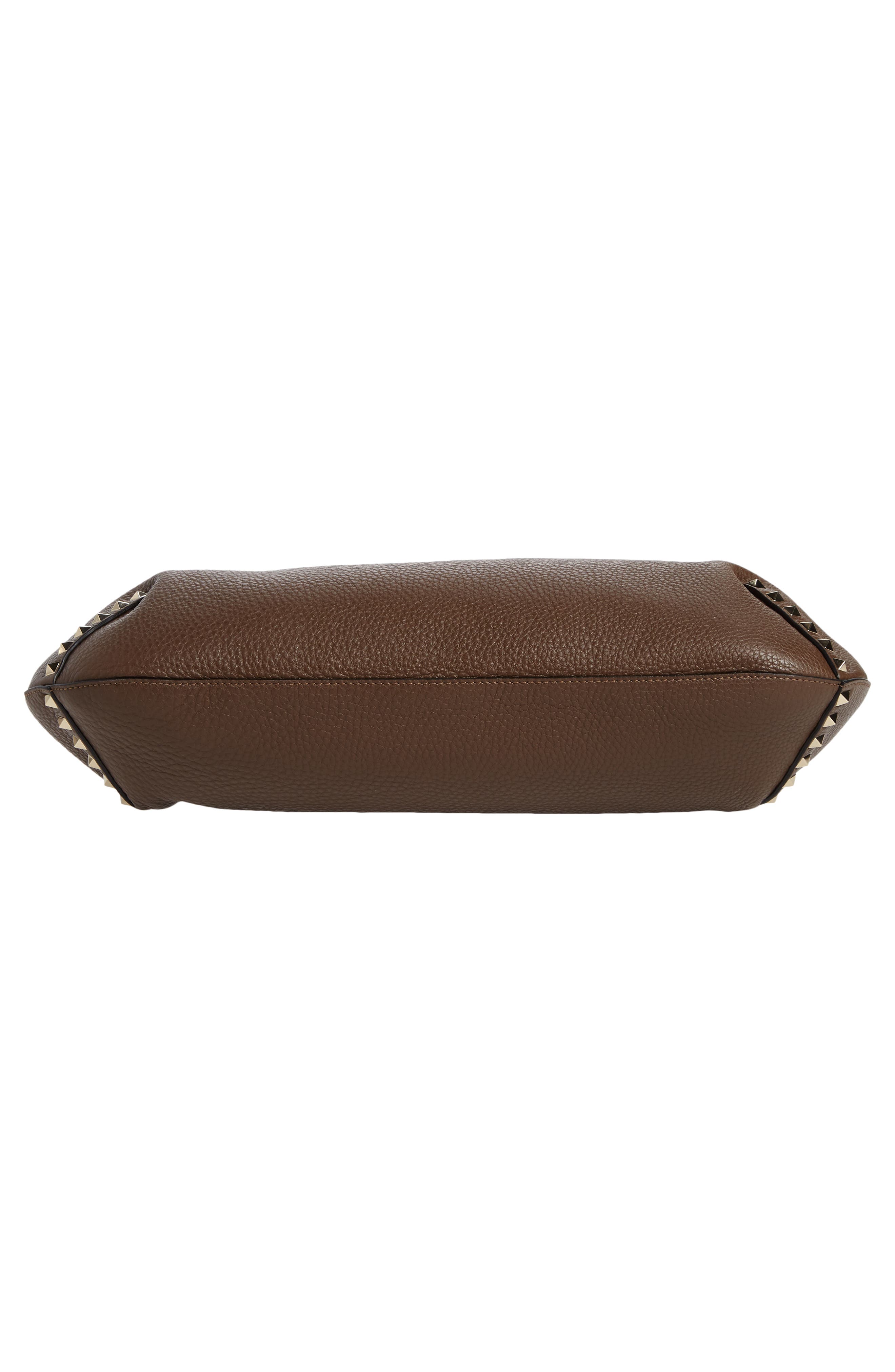 Rockstud Leather Hobo Bag, Alternate, color, DEEP TAUPE