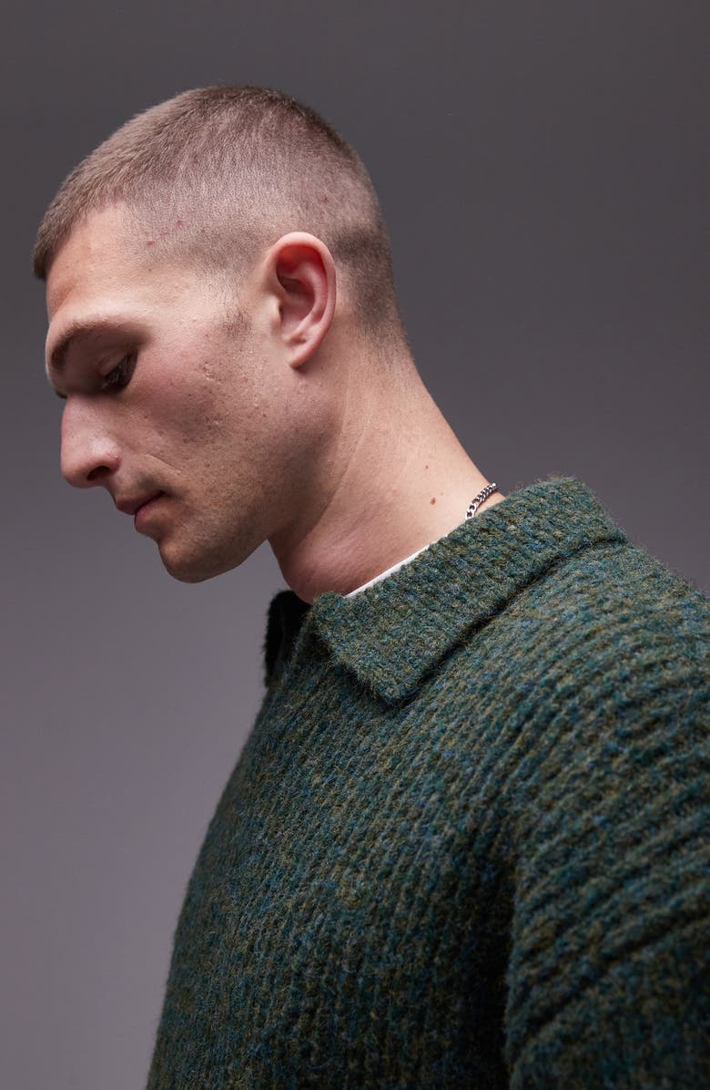 Topman Relaxed Fit Collar Rib Sweater, Alternate, color, 