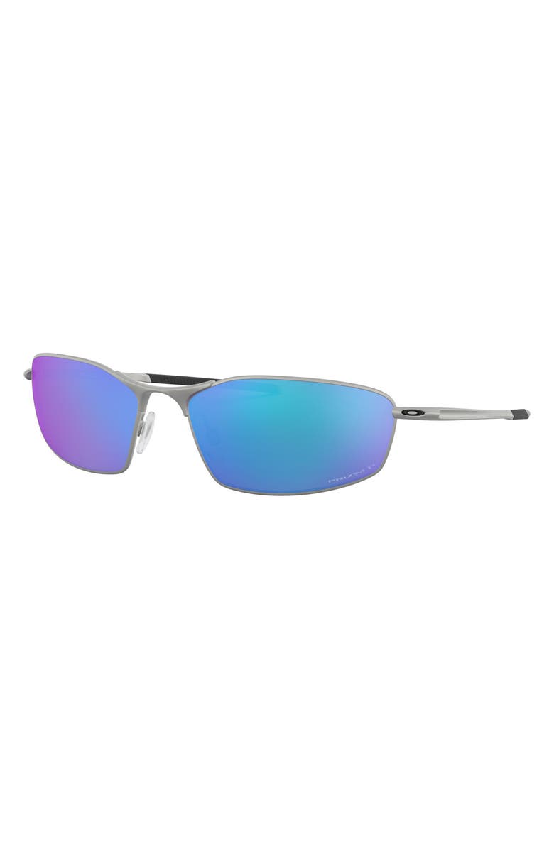 Oakley 60mm Polarized Rectangle Sunglasses, Alternate, color, Satin Chrome/ Prizm Sapphire