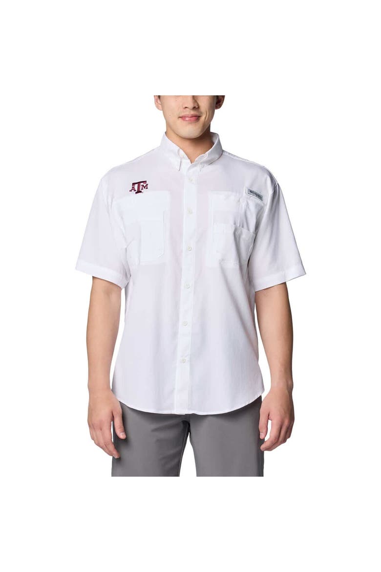 Men's Columbia White Texas A&M Aggies PFG Tamiami Omni-Shade Button-Down Shirt, Alternate, color, White