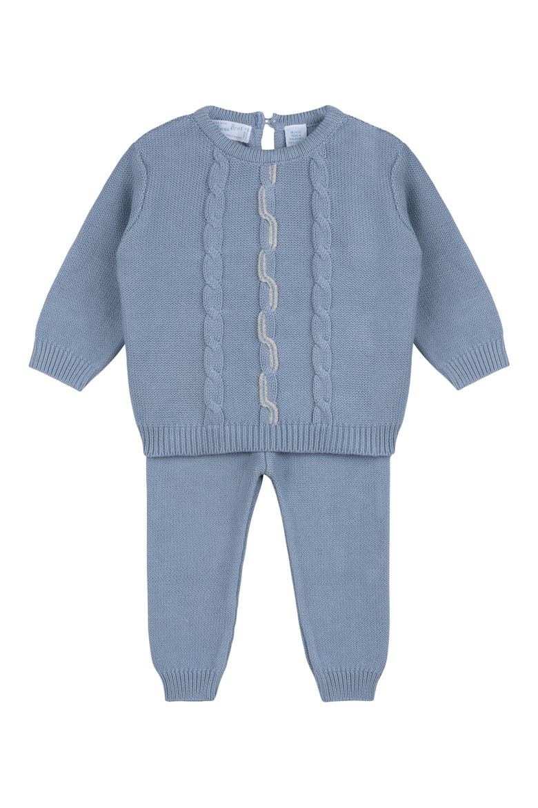 Cable Knit Cotton Sweater & Pants Set, Main, color, VINTAGE BLUE