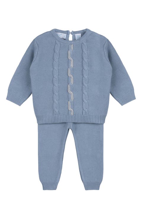 Cable Knit Cotton Sweater & Pants Set (Baby)