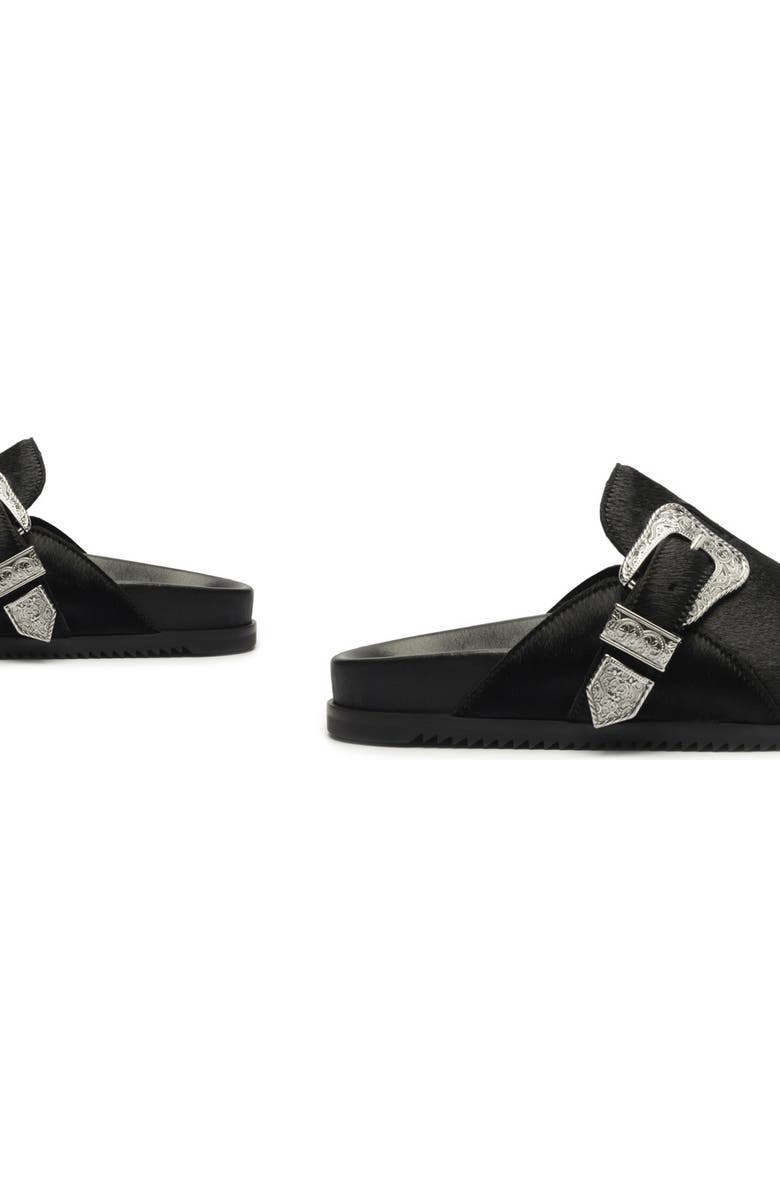 Schutz Grace Buckle Genuine Calf Hair Clog, Alternate, color, Black