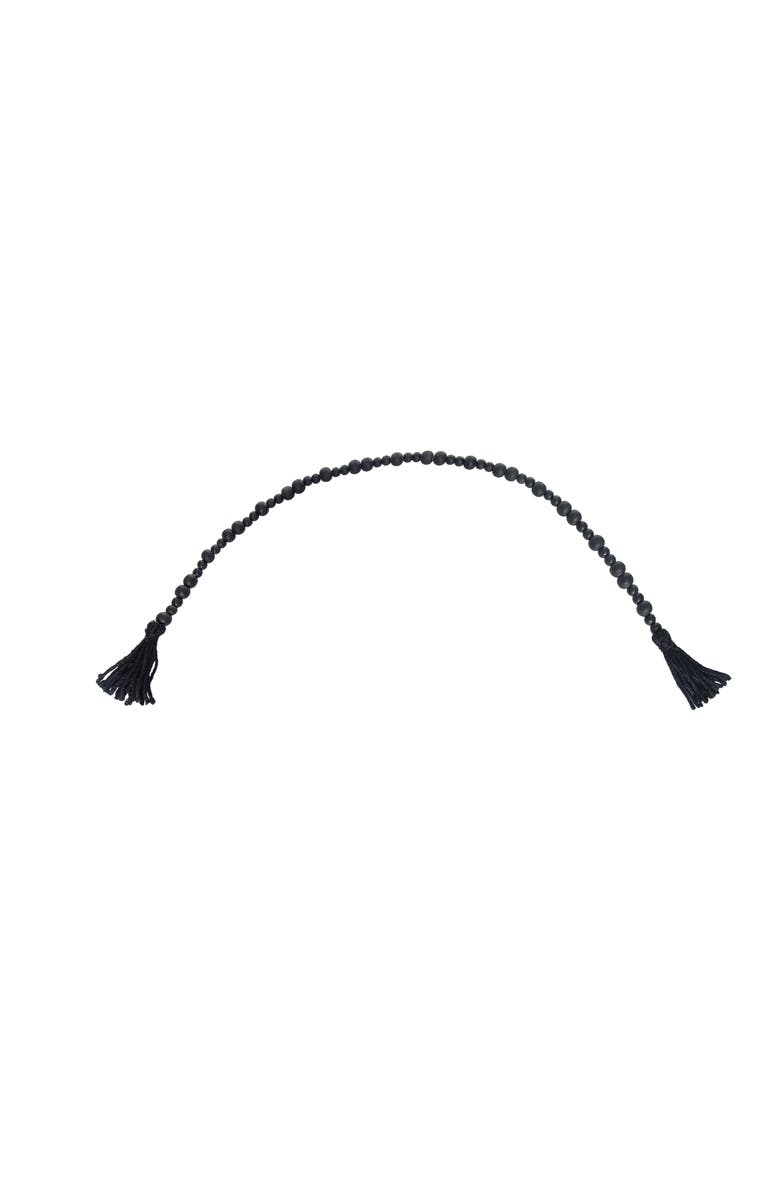 Transpac Black Wooden Christmas Bead Garland with Tassels for Decor, Main, color, 