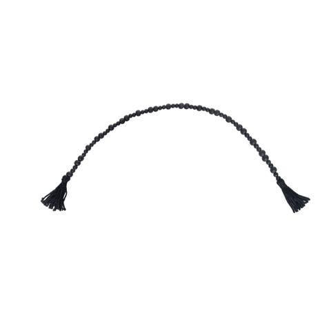 Black Wooden Christmas Bead Garland with Tassels for Decor