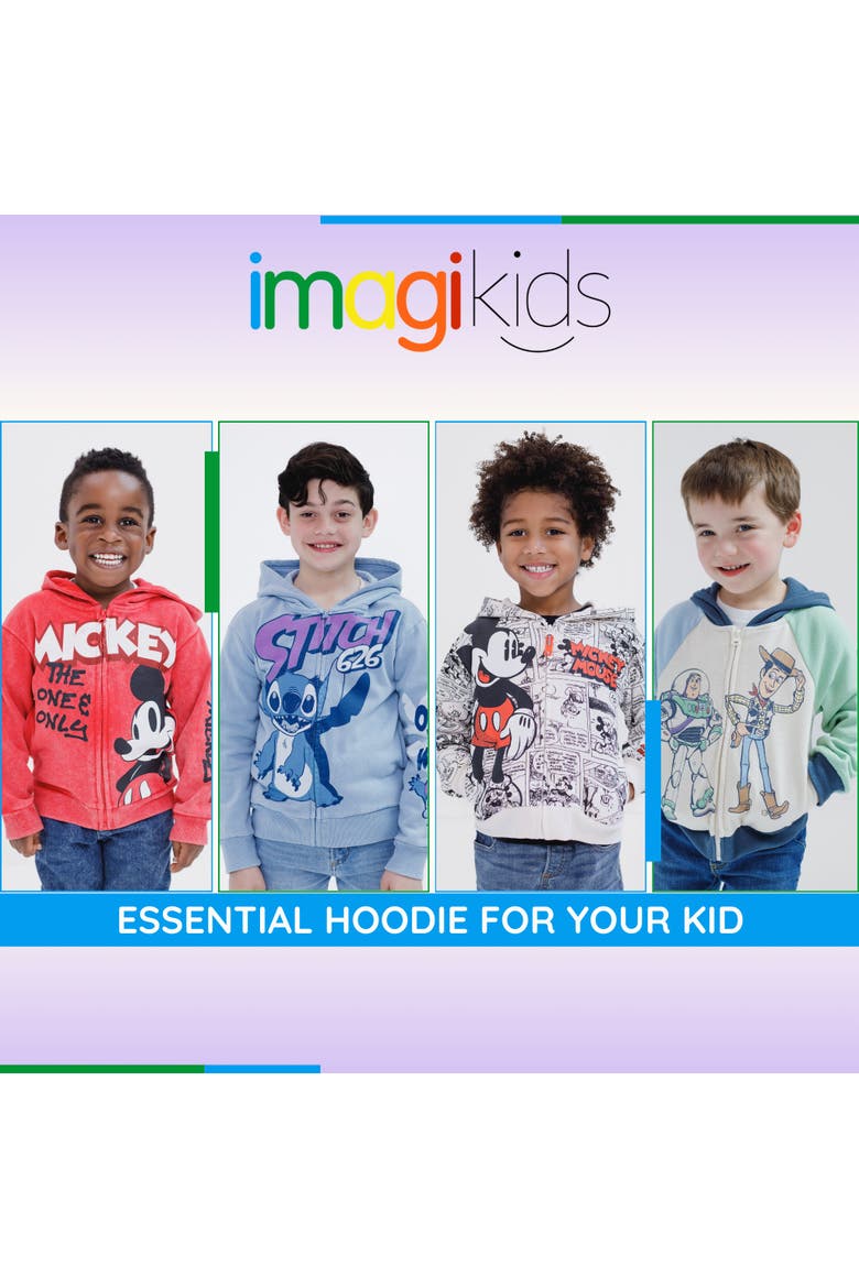 Lilo & Stitch Fleece Zip-Up Hoodie, Alternate, color, Acid Wash Blue Stitch