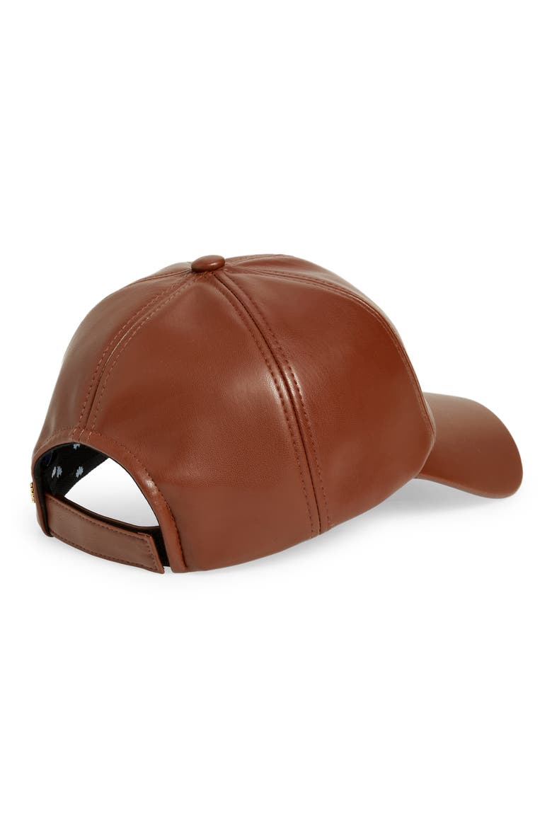 Faux Leather Baseball Cap, Alternate, color, WALNUT
