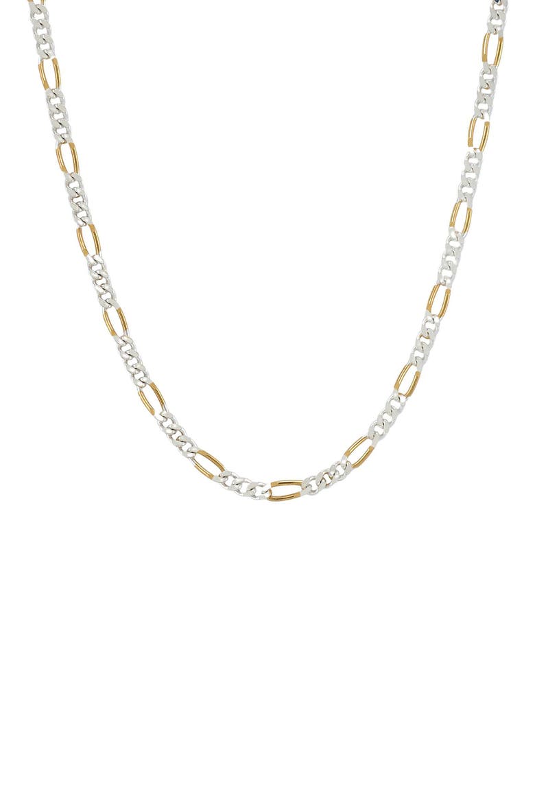 Two-Tone Figaro Chain Necklace, Main, color, GOLD/ SILVER