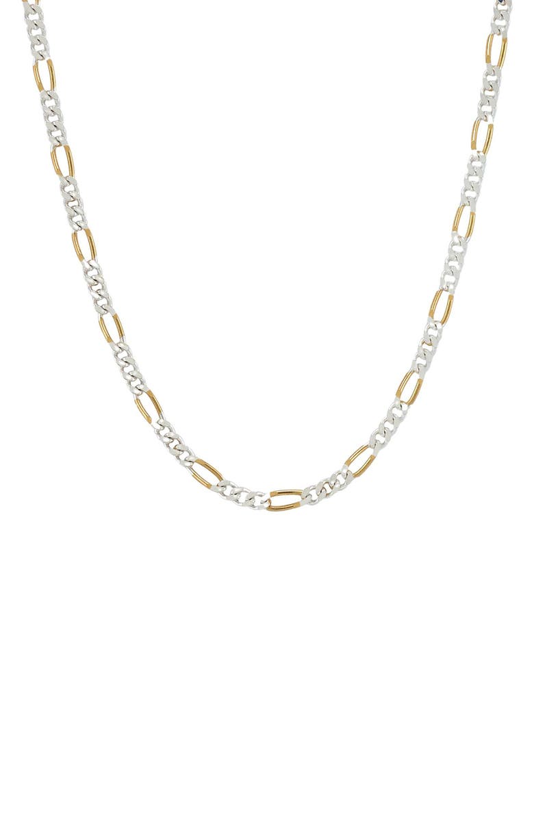 AMERICAN EXCHANGE Two-Tone Figaro Chain Necklace, Main, color, Gold/ Silver