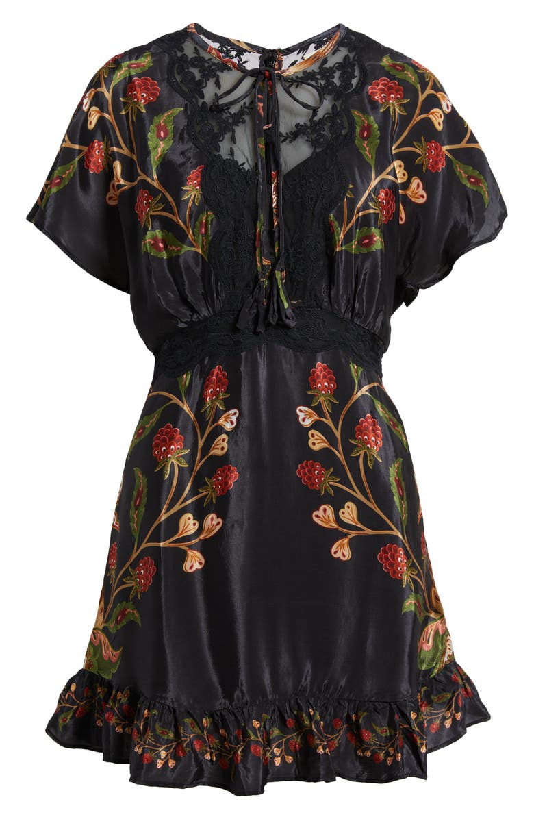 FARM Rio Berry Garden Embroidered Satin Minidress, Alternate, color, 