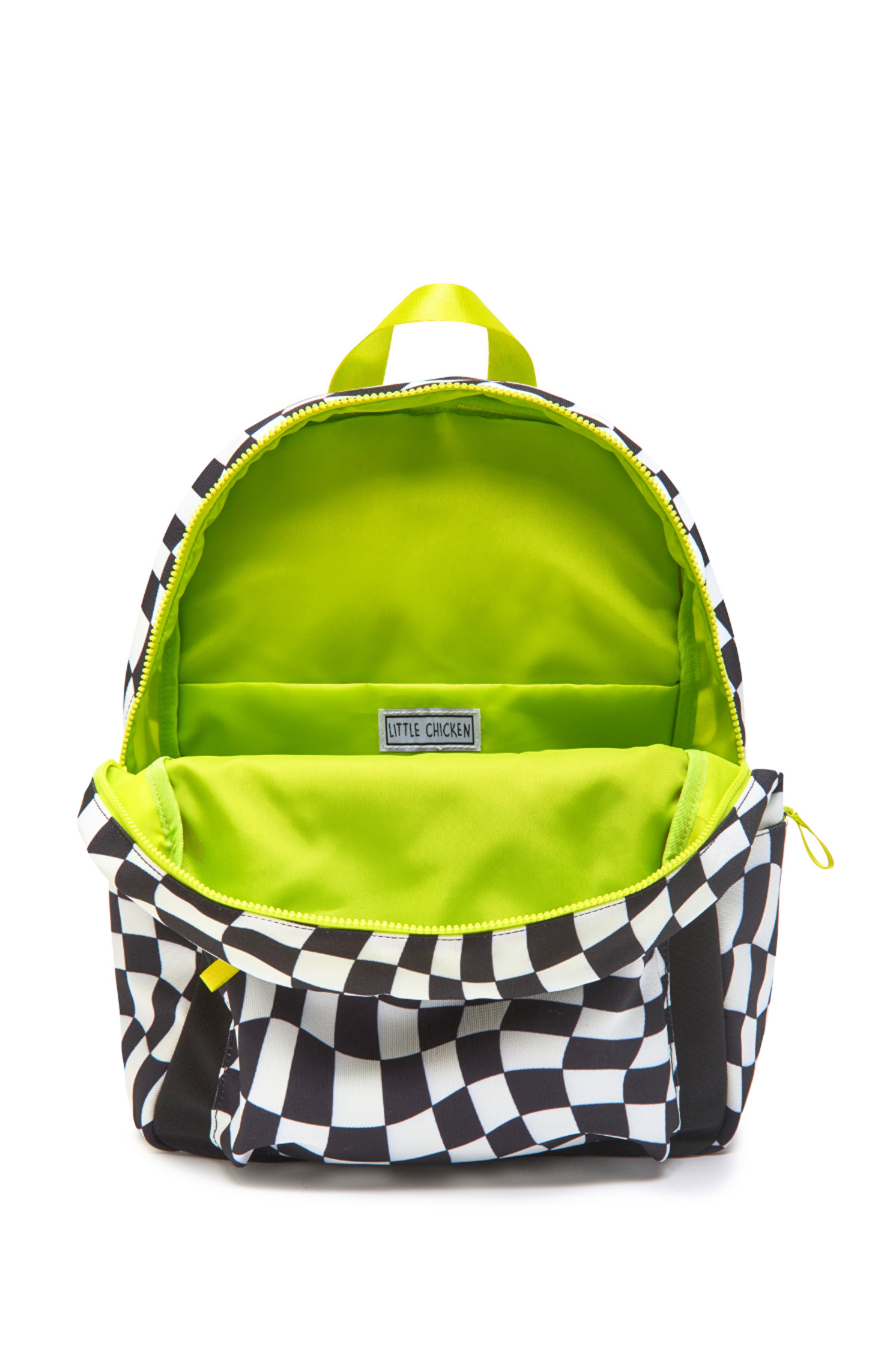 Little Chicken KIDS PATCHED BACKPACK, Alternate, color, Black White Checkered