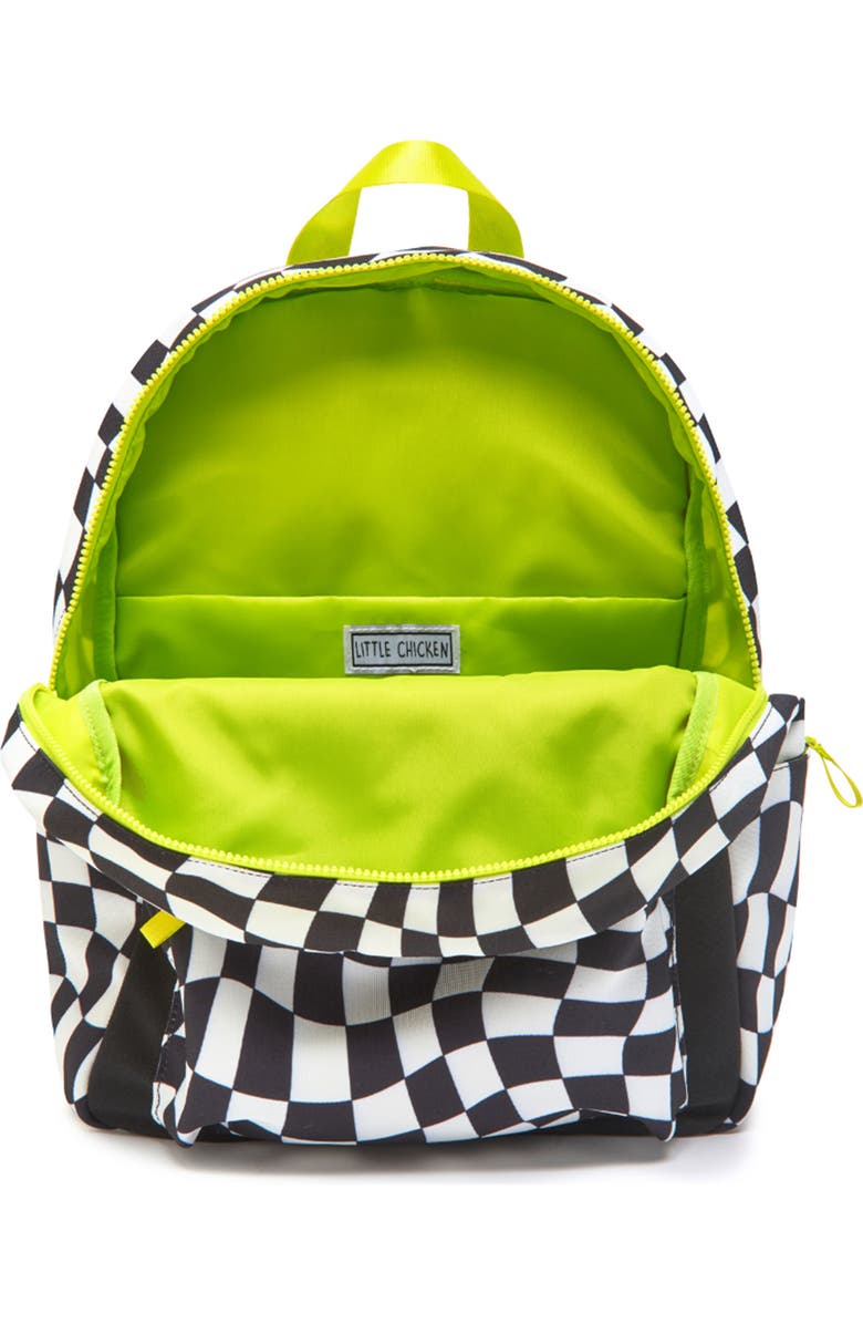 Little Chicken KIDS PATCHED BACKPACK, Alternate, color, Black White Checkered