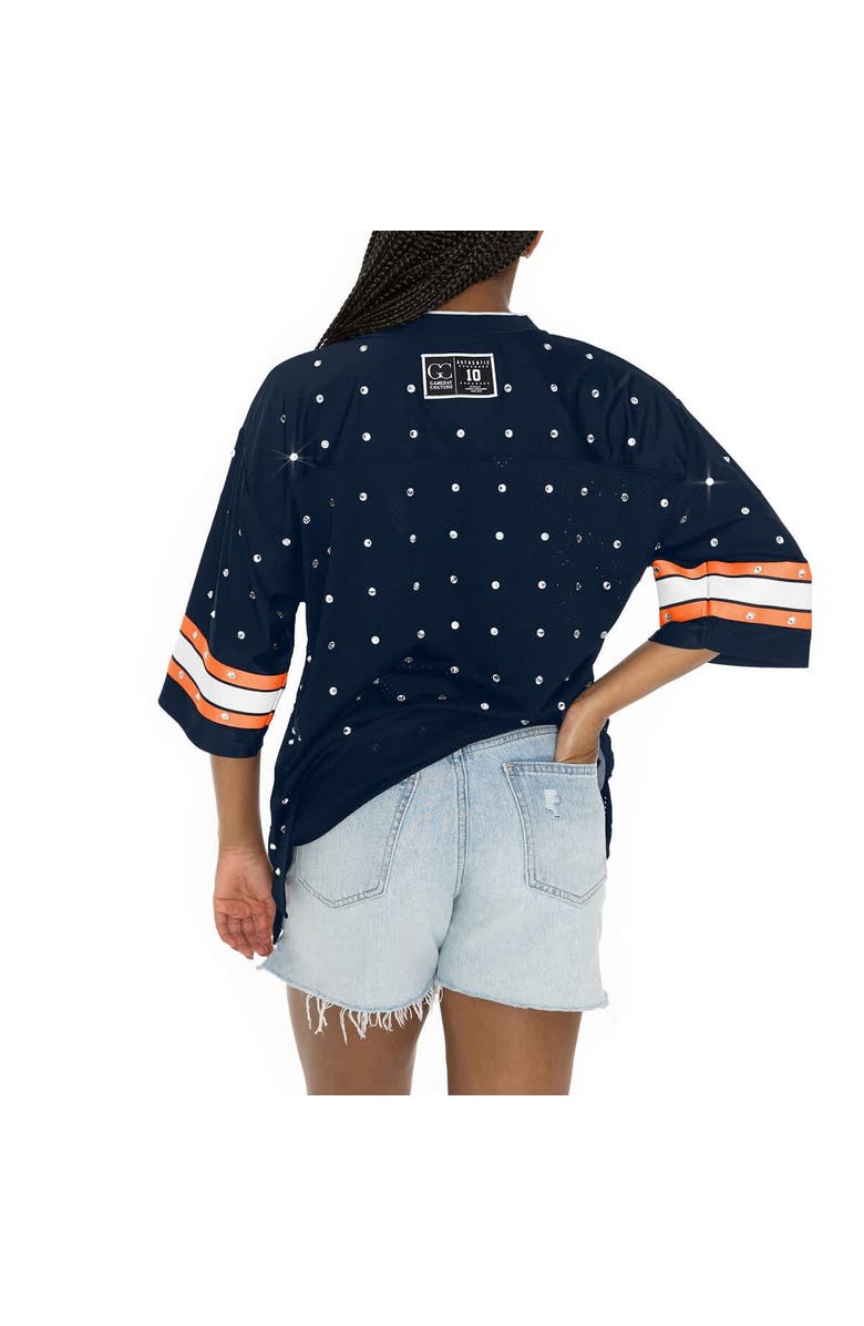 GAMEDAY COUTURE Women's Gameday Couture Navy Denver Broncos Kickoff Time Allover Rhinestone Sports Stripe Jersey V-Neck T-Shirt, Alternate, color, 