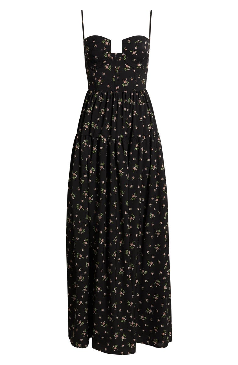 Lulus Luisa Floral Maxi Cocktail Dress, Alternate, color, Black Floral