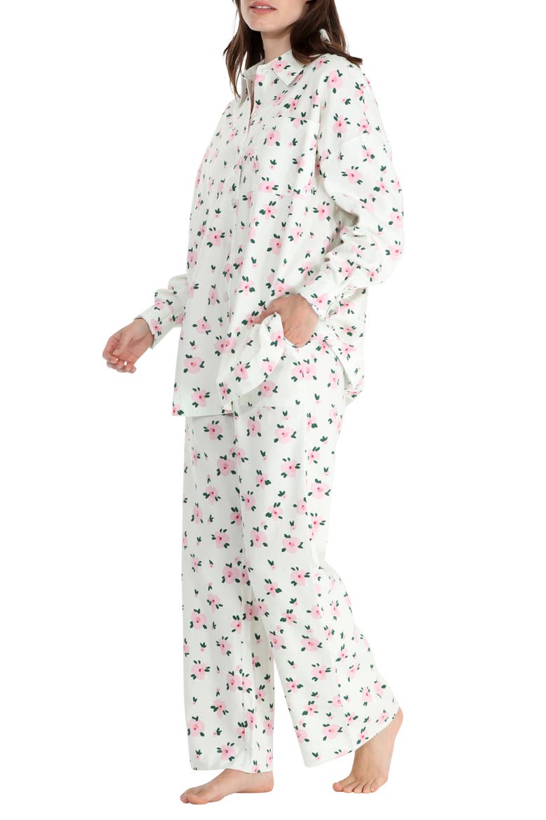Golden Hour Cotton Twill Pajamas, Alternate, color, CREAM FLORAL