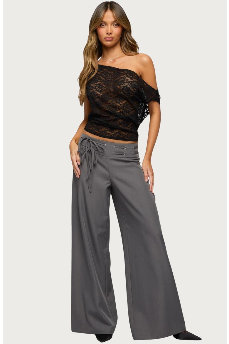 Kessa Off the Shoulder Lace Top, Alternate, color, BLACK