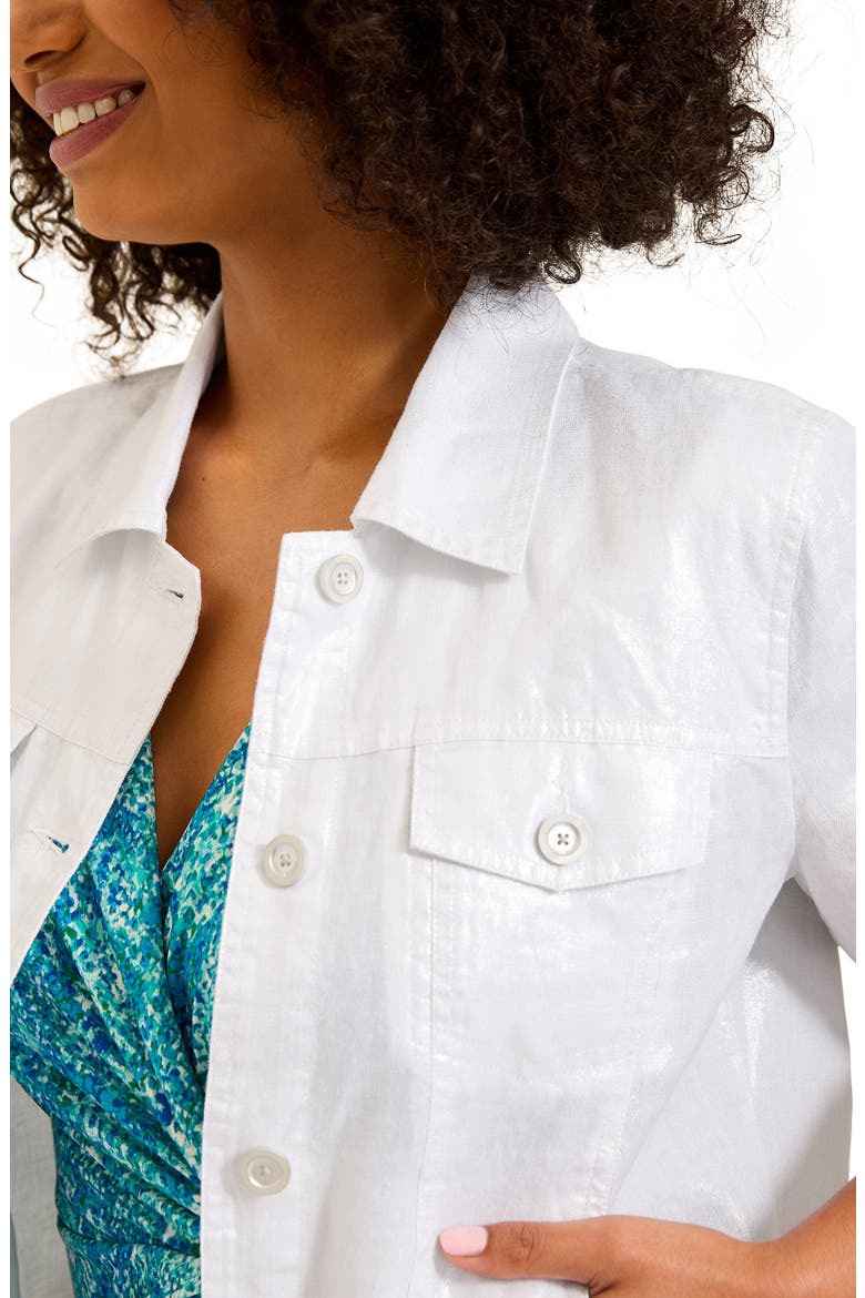 Two Palms Shimmer Linen Jacket, Alternate, color, WHITE