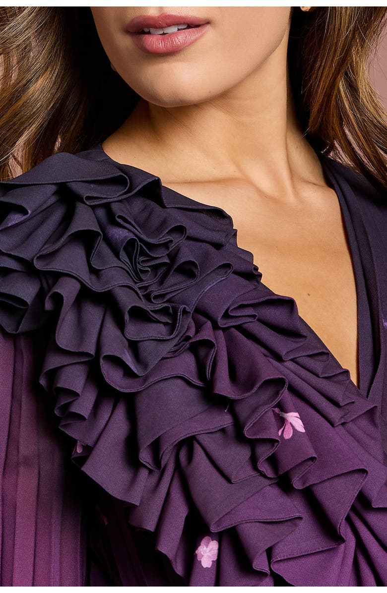 Coast Floral Corsage Wrap Georgette Dress, Alternate, color, Mauve