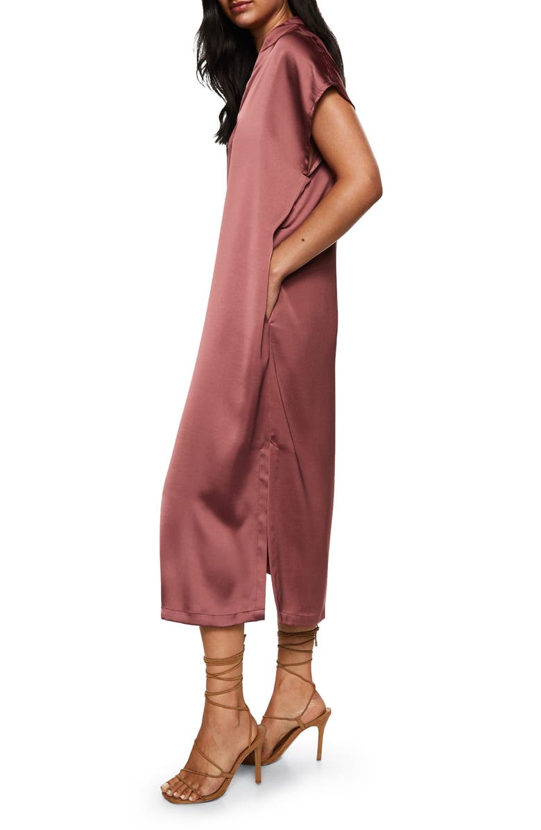 MANGO Satin Shift Midi Dress, Alternate, color,