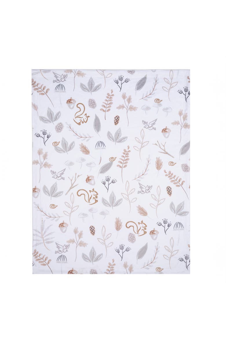 Treetop Fox Woodland/Forest Minky/Faux Shearling Fleece Baby Blanket, Alternate, color, White