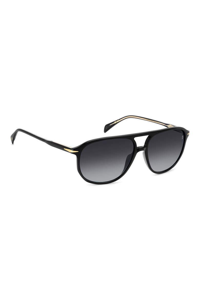 58mm Aviator Sunglasses, Alternate, color, BLACK/ DARK GREY SF