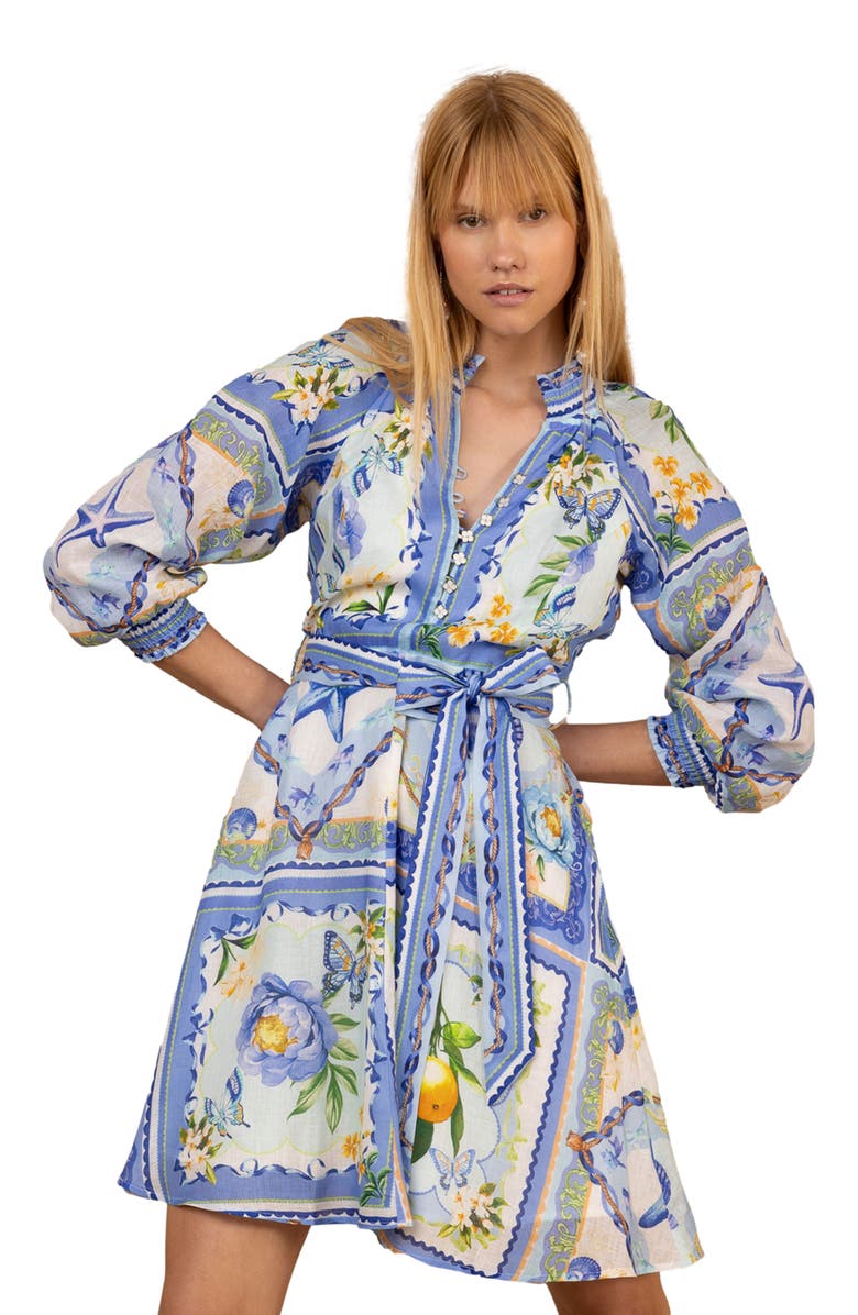 Hale Bob Lakelynn Linen Dress, Alternate, color, Blue