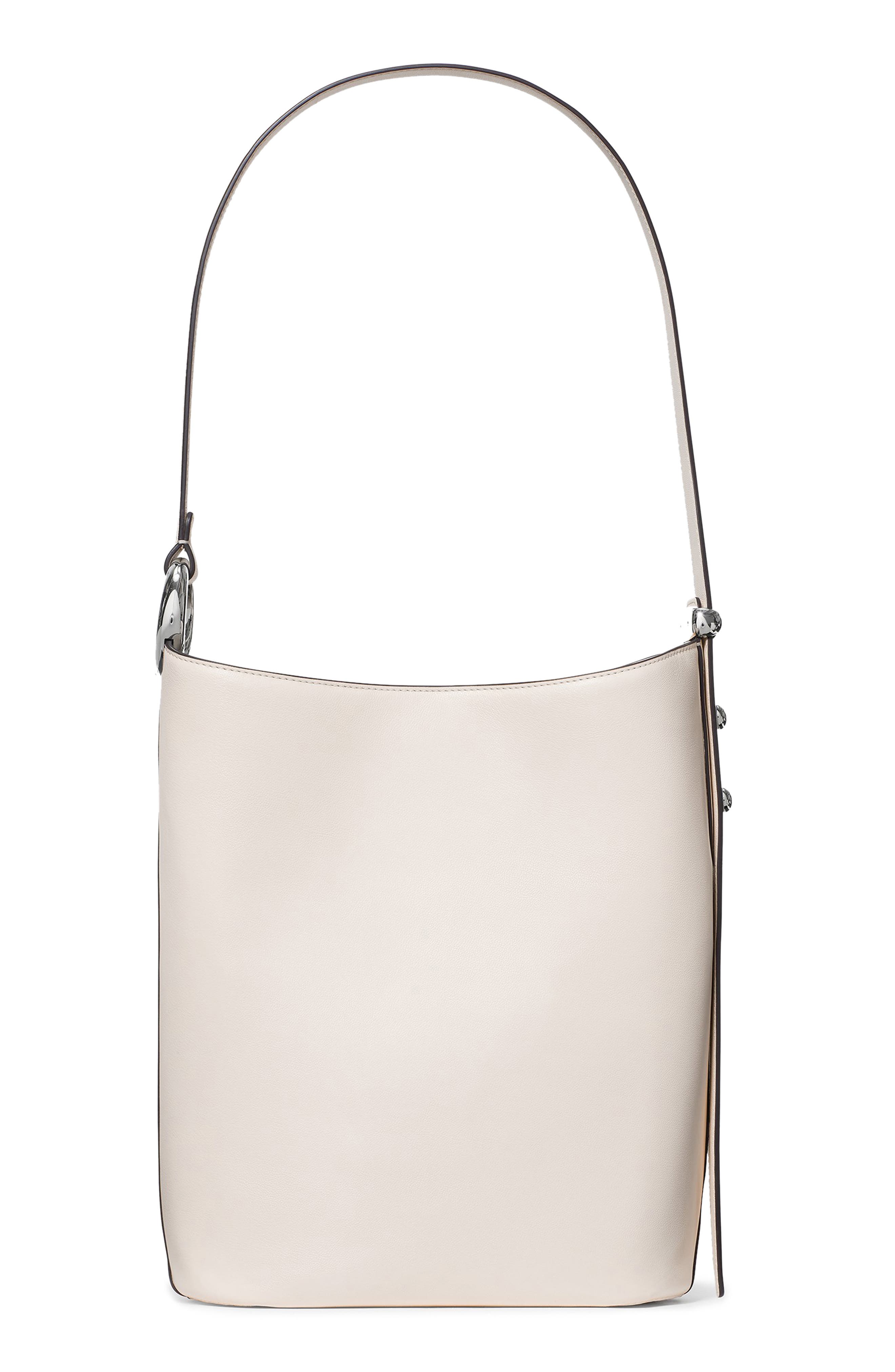 halo fine grain leather bucket bag, Alternate, color, CREAM