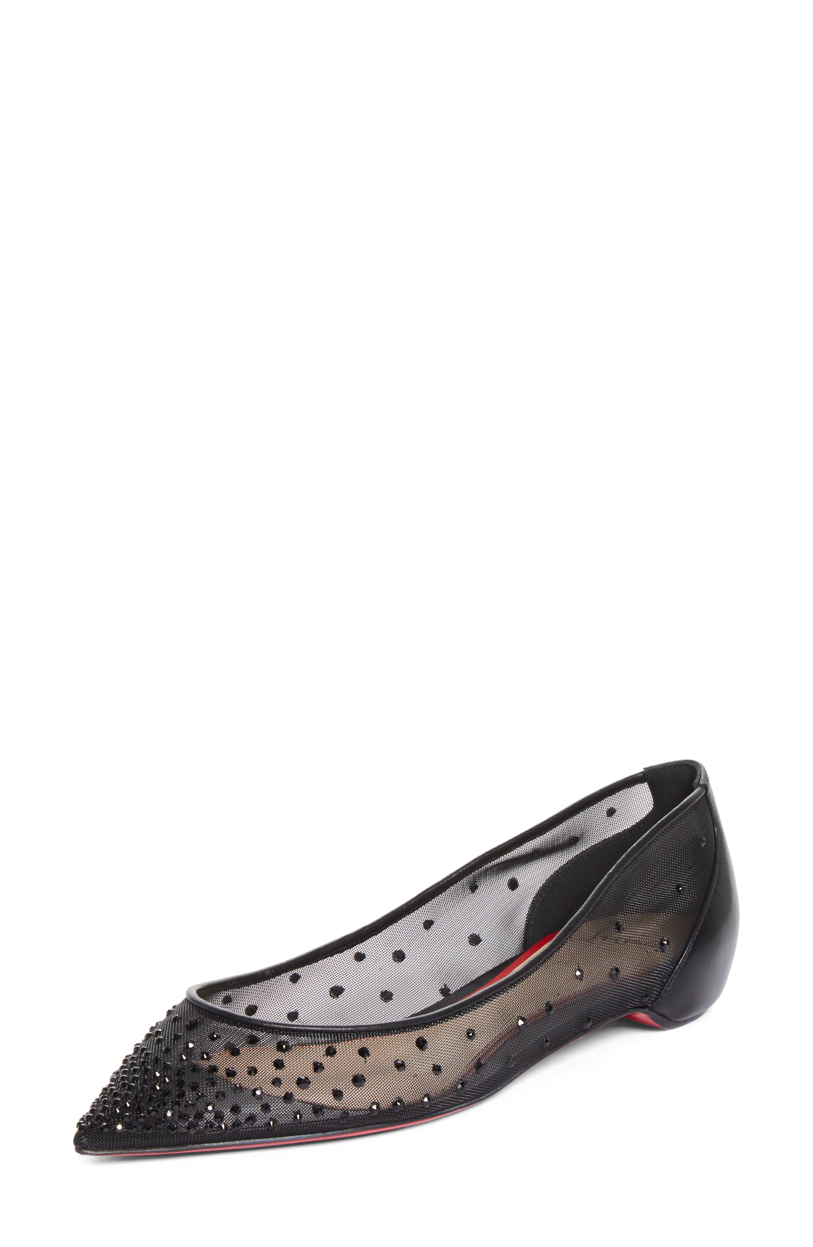 La Pigaletta Follies Strass Pointed Toe Flat, Main, color, CM47 VERSION BLACK
