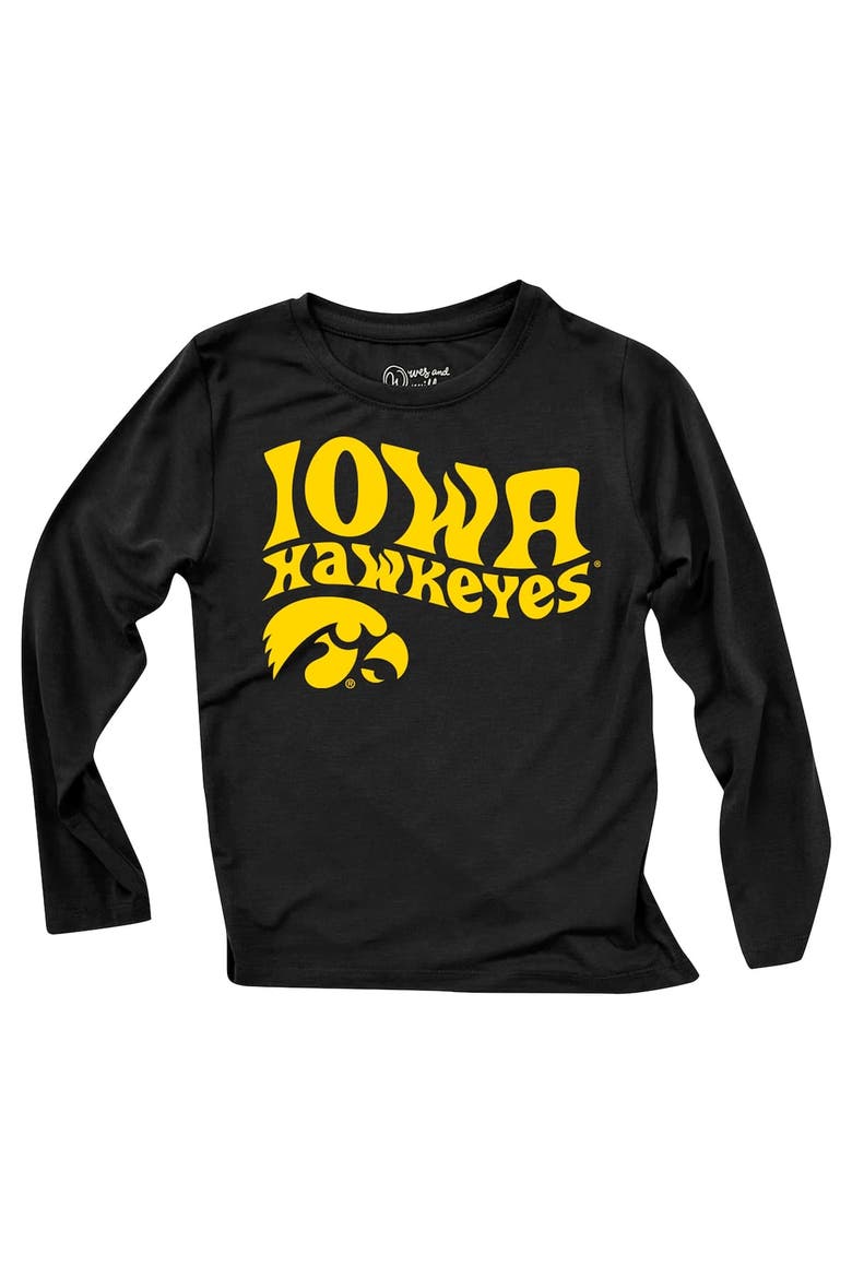 Infant Wes & Willy  Iowa Hawkeyes Long Sleeve Top and Striped Tri-Blend Leggings Set, Alternate, color, Black